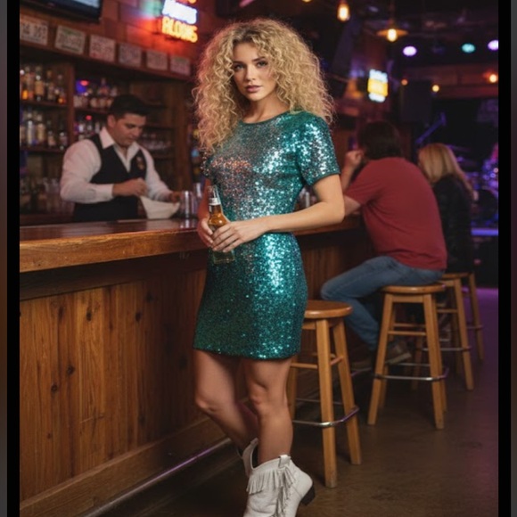 Vintage Dresses & Skirts - Vintage mini real silver ombré beaded and sequin mini dress